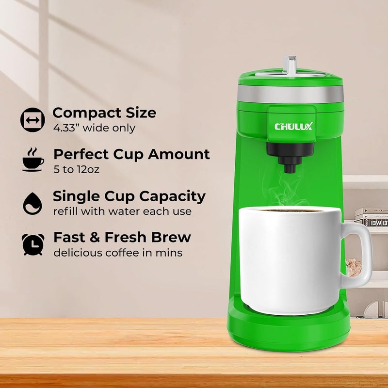 CHULUX Single Serve Coffee Maker, Small Single Cup Coffee Maker for K pod and Ground Coffee, Green - Image 2